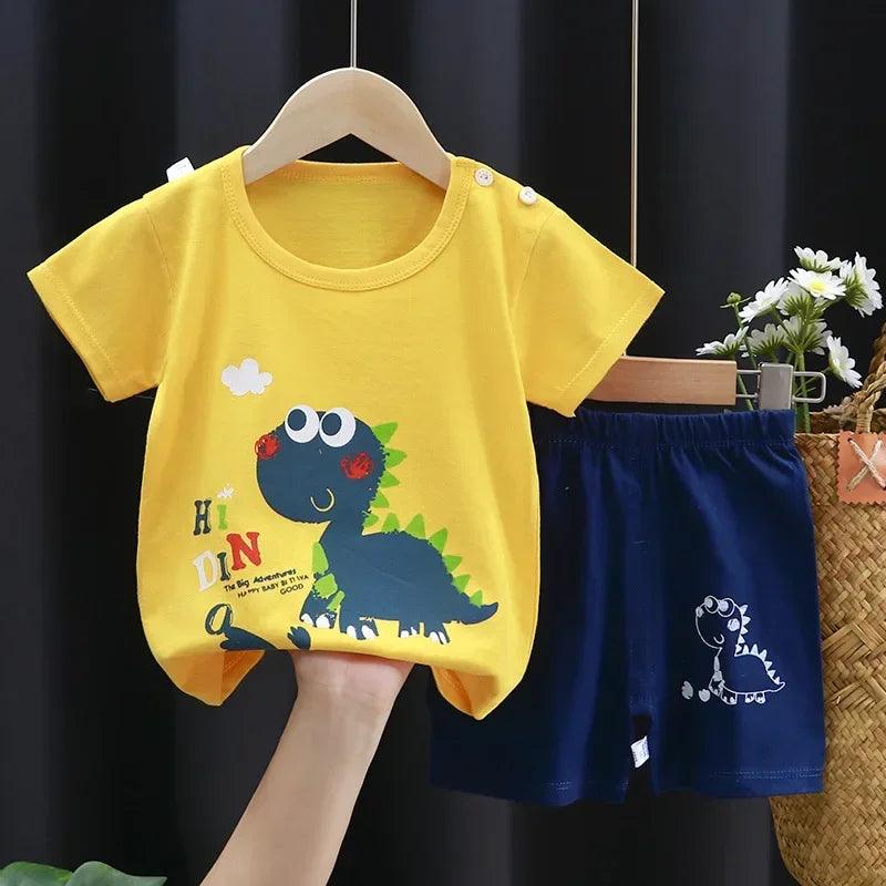 Cartoon Printed 2 PCS T-shirt+Shorts Set - Mini Made Boutique