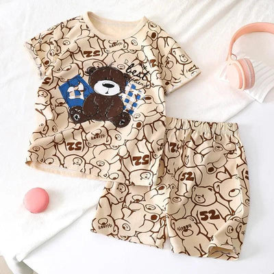 Cartoon Printed 2 PCS T-shirt+Shorts Set - Mini Made Boutique