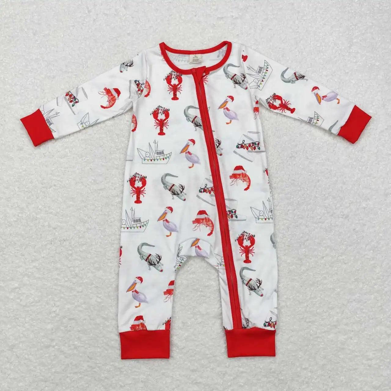 CHRISTMAS - Red Checkered Santa Embroidery Romper - Mini Made Boutique