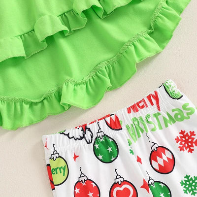 CHRISTMAS - 3Pcs Long Sleeve Dress Tops + Flare Pants + Headband Set - Mini Made Boutique