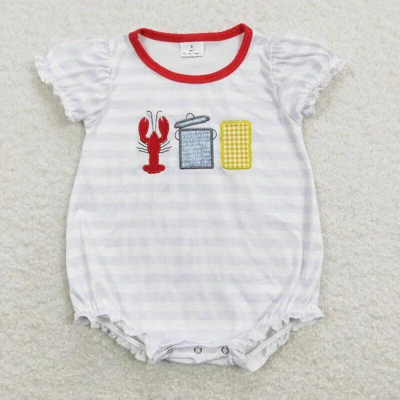 CHRISTMAS - Red Checkered Santa Embroidery Romper - Mini Made Boutique